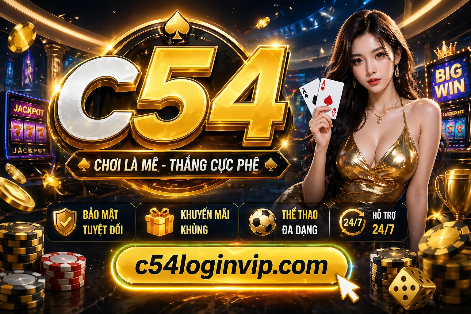 Hình ảnh nền đăng ký EU9 Nổ Hũ với các biểu tượng slot game và tiền vàng